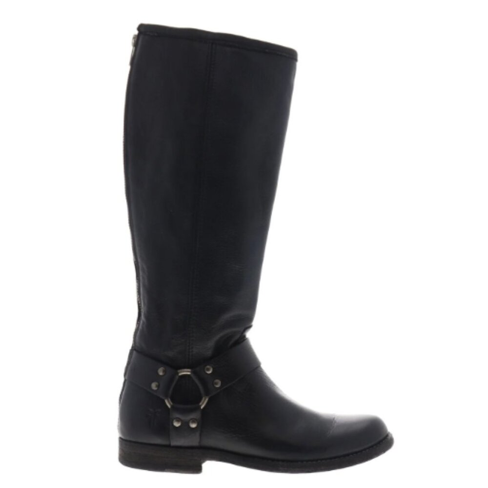 Frye Phillip Harness Tall Women's Leather Casual Dress Boots in Black Size 9.5 - Picture 1 of 10